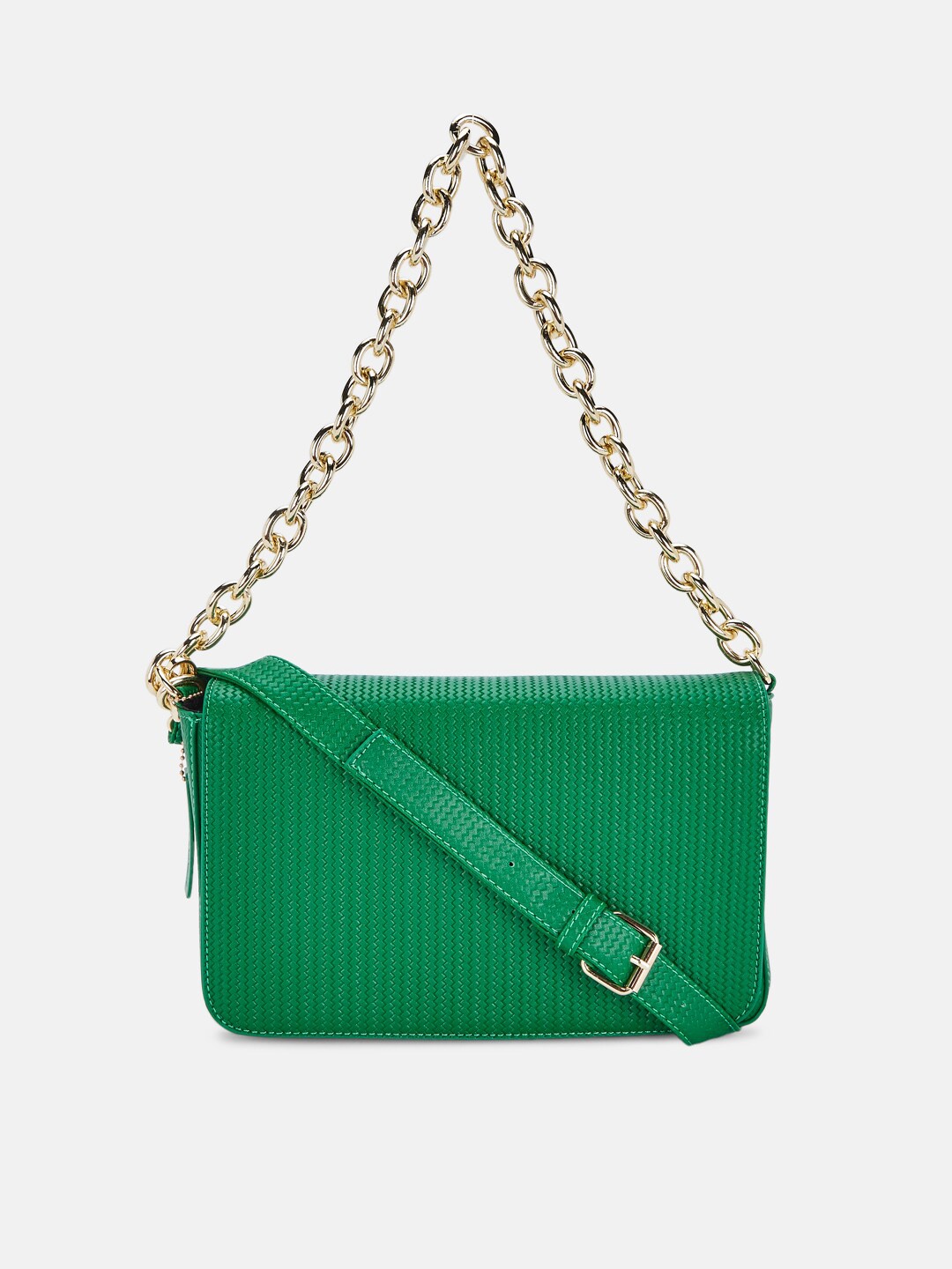 

Forever Glam by Pantaloons Green Textured Structured Shoulder Bag
