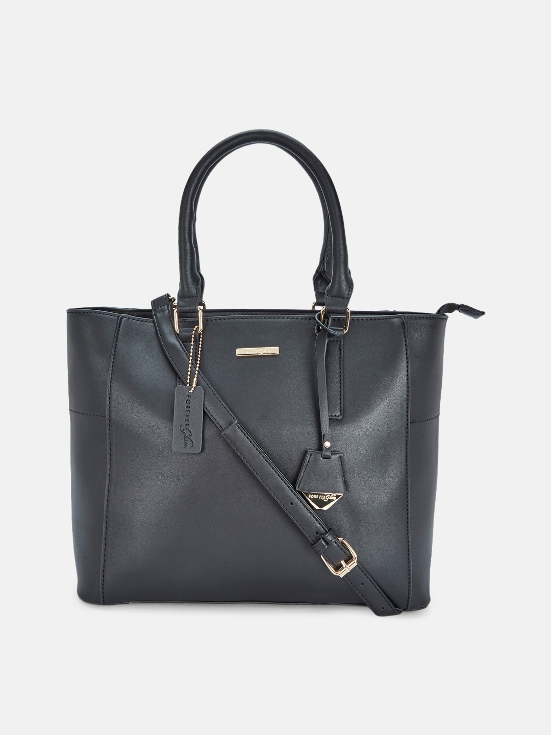 

Forever Glam by Pantaloons Black Textured Structured Handheld Bag