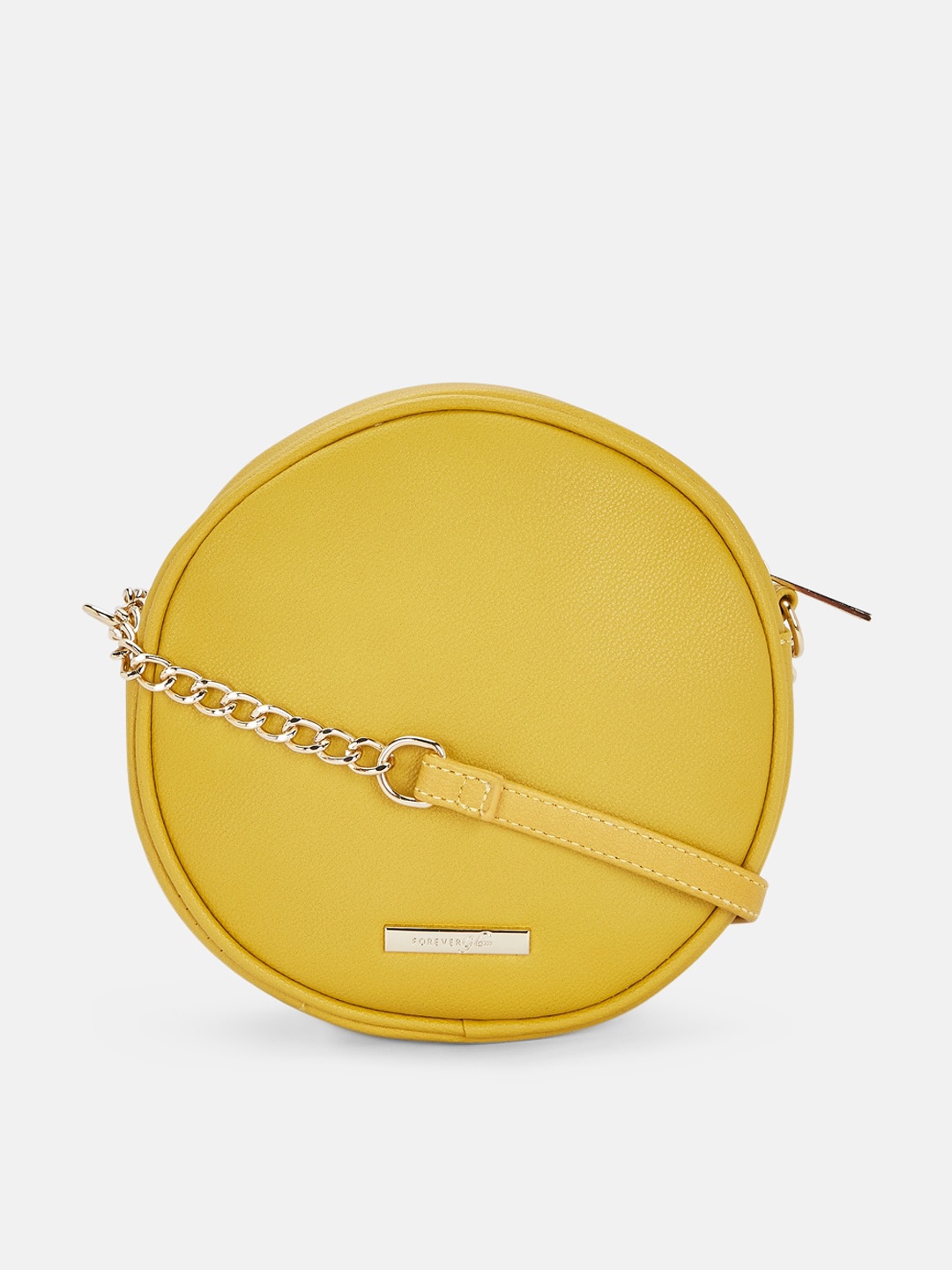 

Forever Glam by Pantaloons Yellow Half Moon Sling Bag with Tasselled