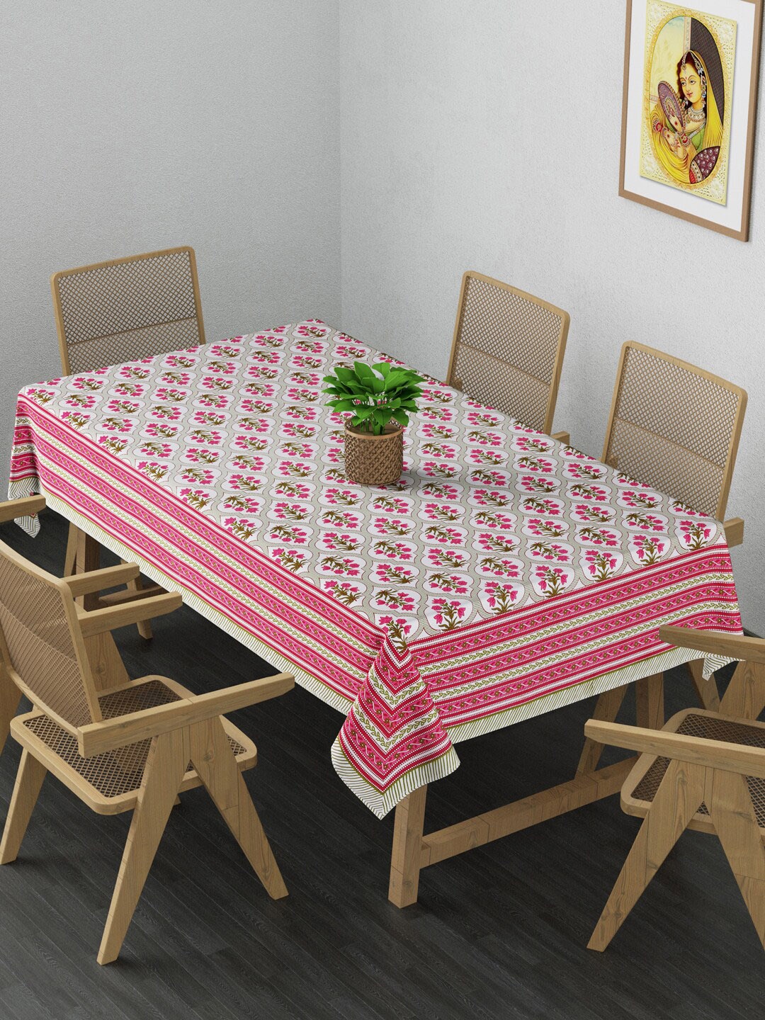 

Gulaab Jaipur Pink Ethnic Motifs Printed Cotton 6-Seater Table Covers