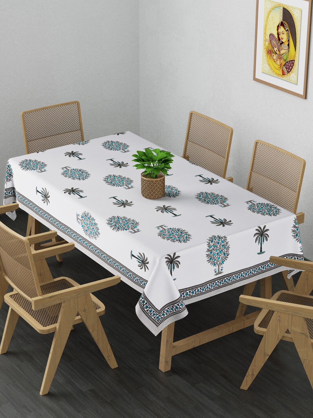 

Gulaab Jaipur Blue & White Ethnic Motifs Printed Cotton 6 Seater Table Cover