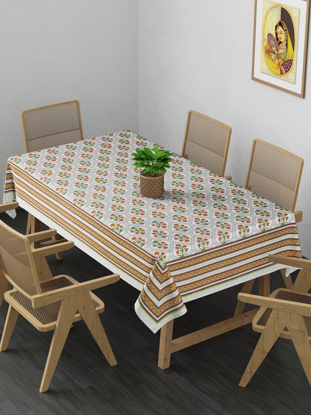 

Gulaab Jaipur Brown & Grey Ethnic Motifs Printed Cotton 6 Seater Table Cover