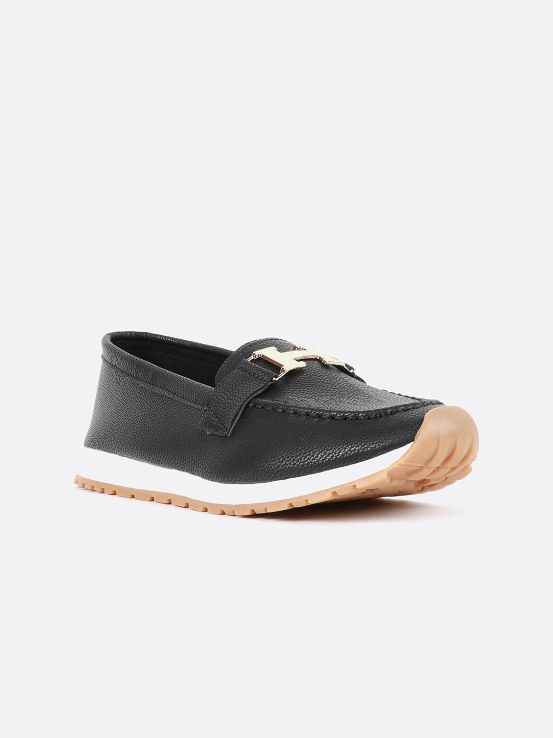 

Carlton London Black Solid Lightweight Western Embellished Loafers