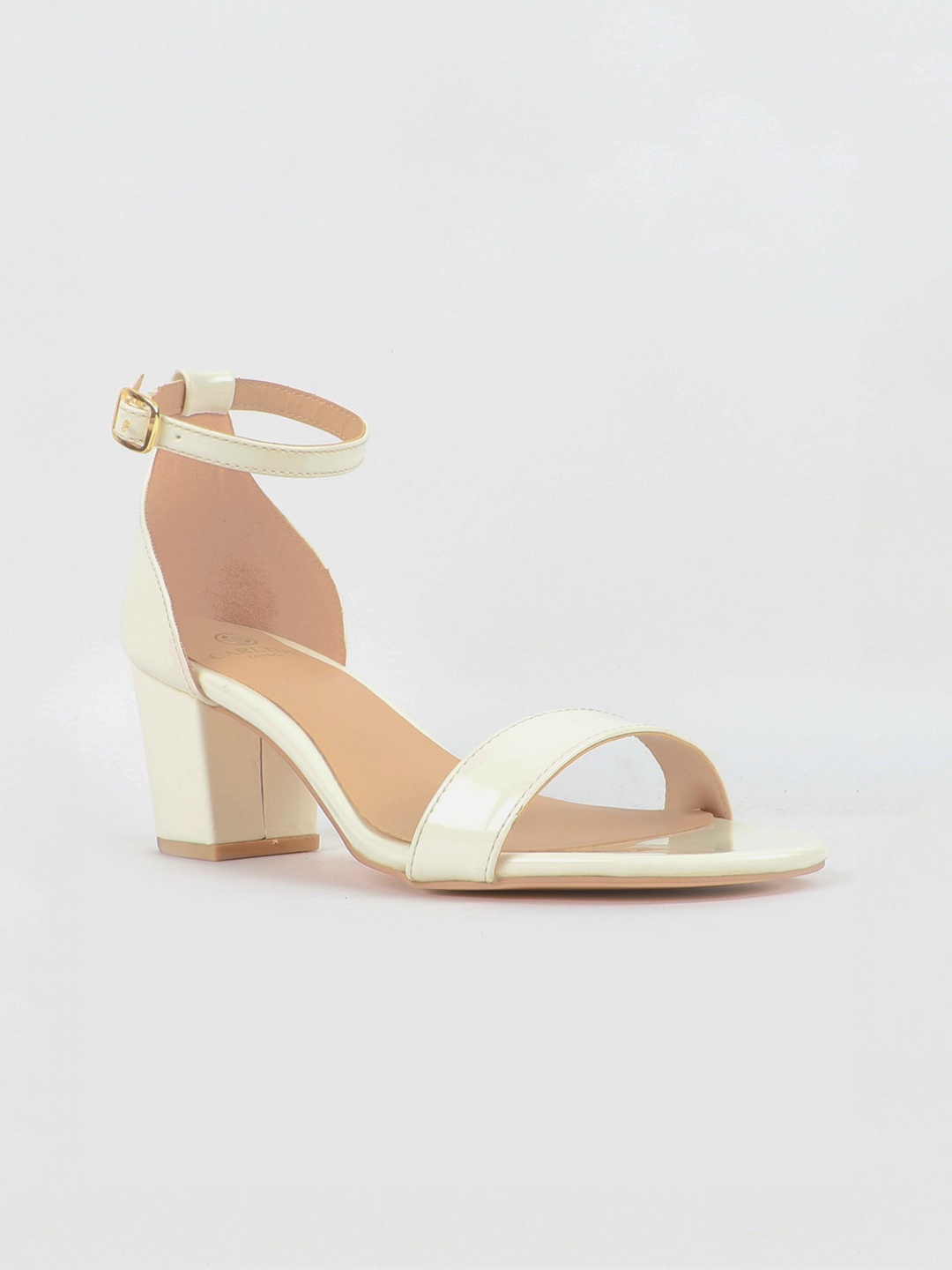 

Carlton London Woman White Block Sandals with Buckles