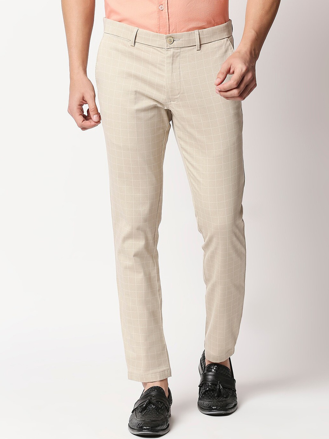 

Basics Men Beige Tapered Fit Trousers
