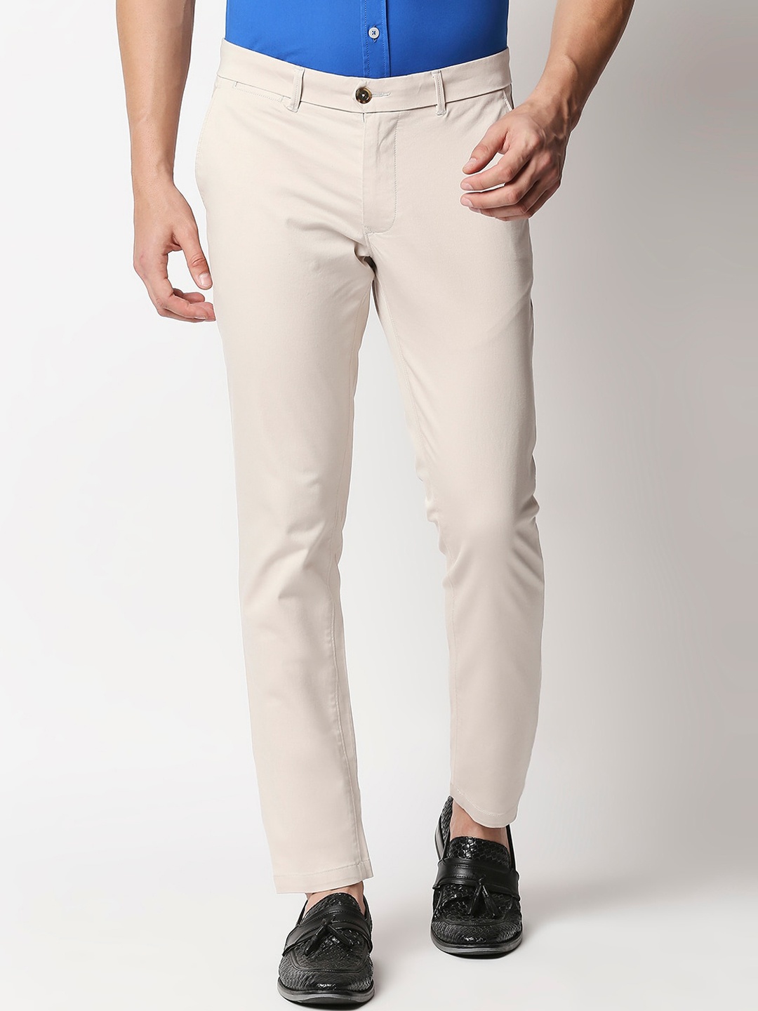 

Basics Men Beige Tapered Fit Chinos Trousers