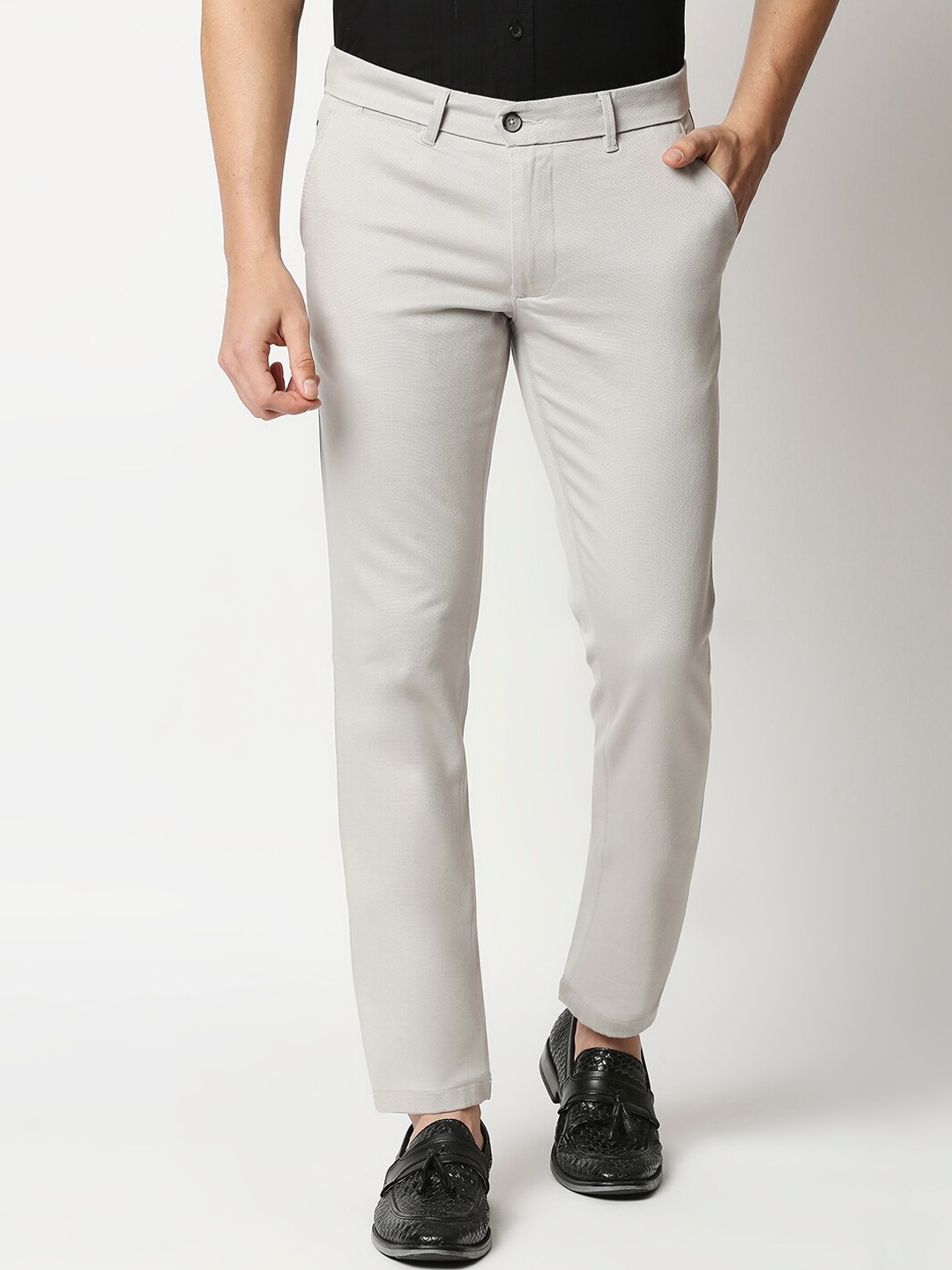 

Basics Men Grey Tapered Fit Trousers