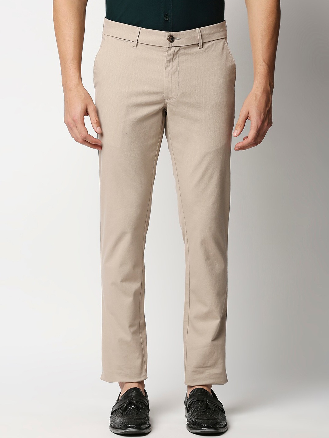 

Basics Men Beige Tapered Fit Trousers