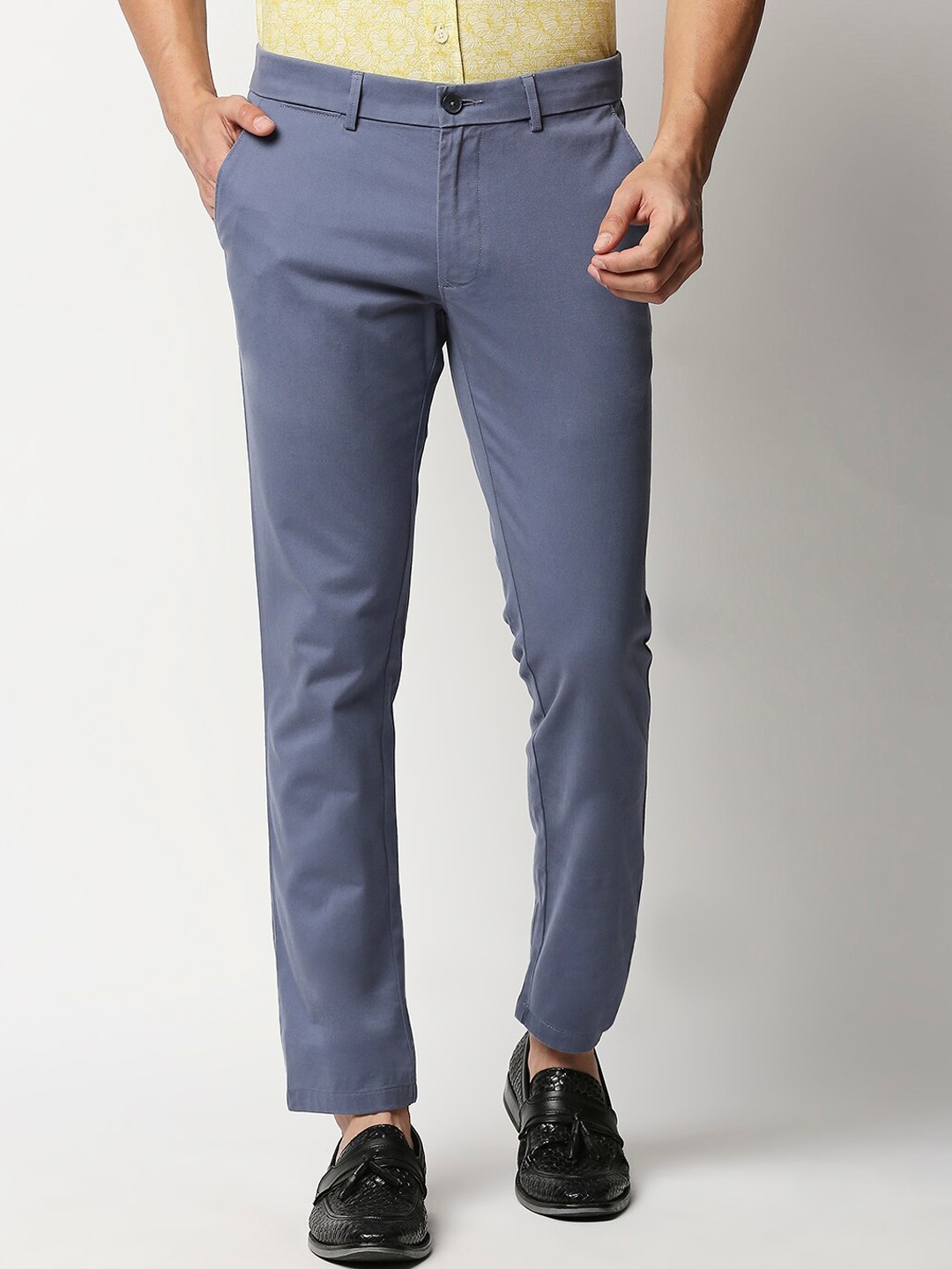 

Basics Men Blue Tapered Fit Chinos Cotton Trousers