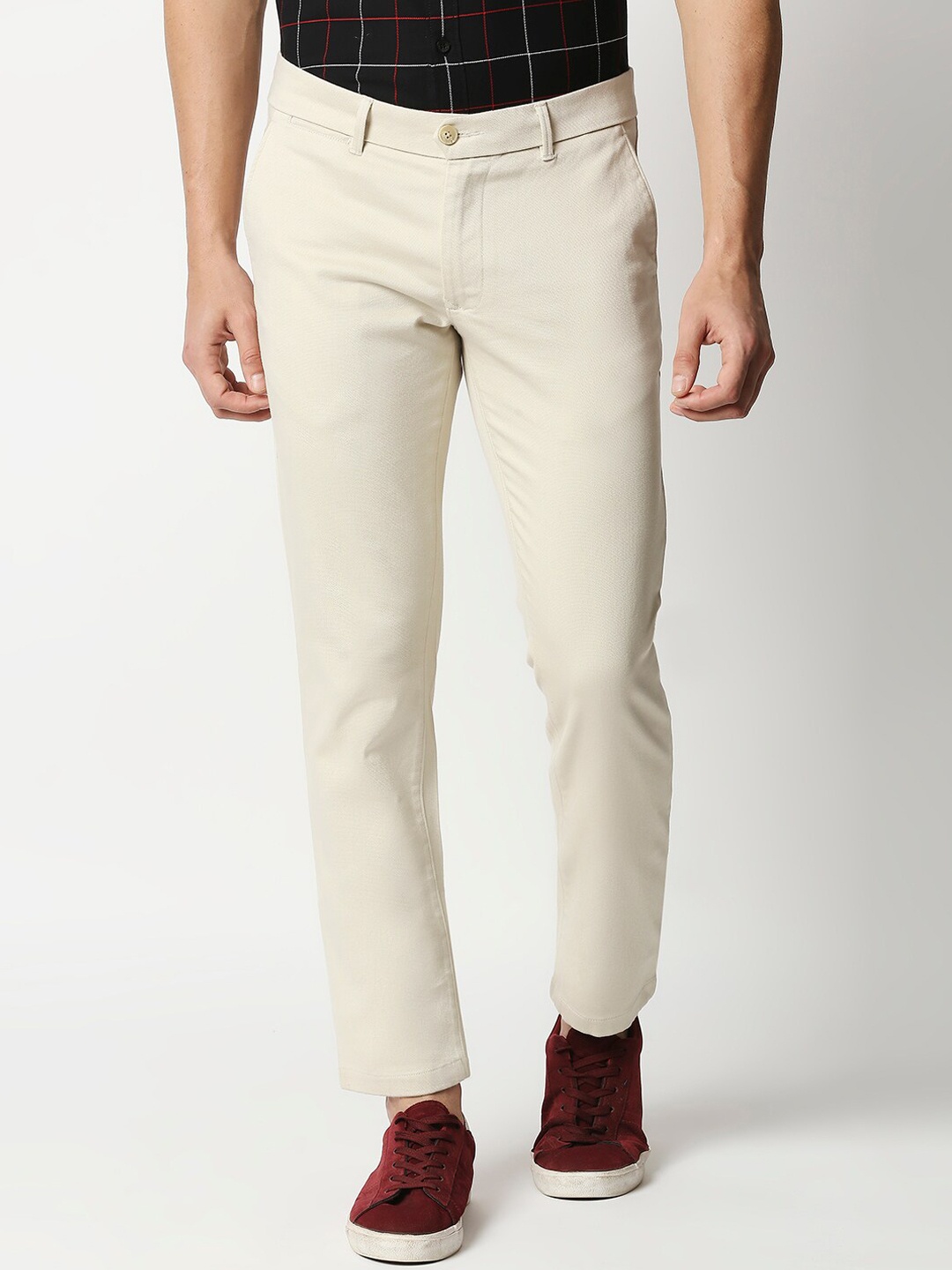 

Basics Men Beige Slim Fit Trousers