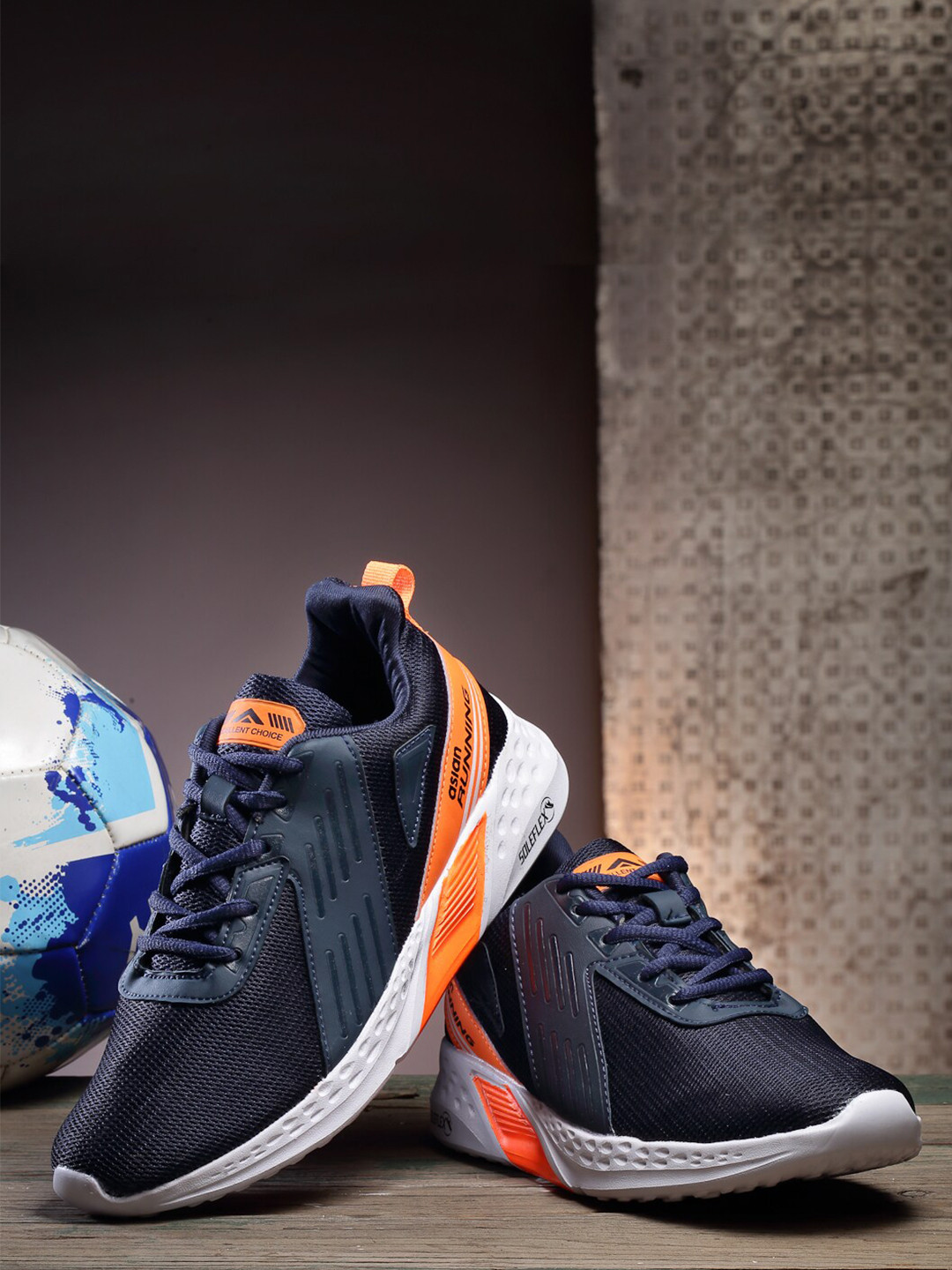 

ASIAN Men Navy Blue Mesh Running Non-Marking Shoes