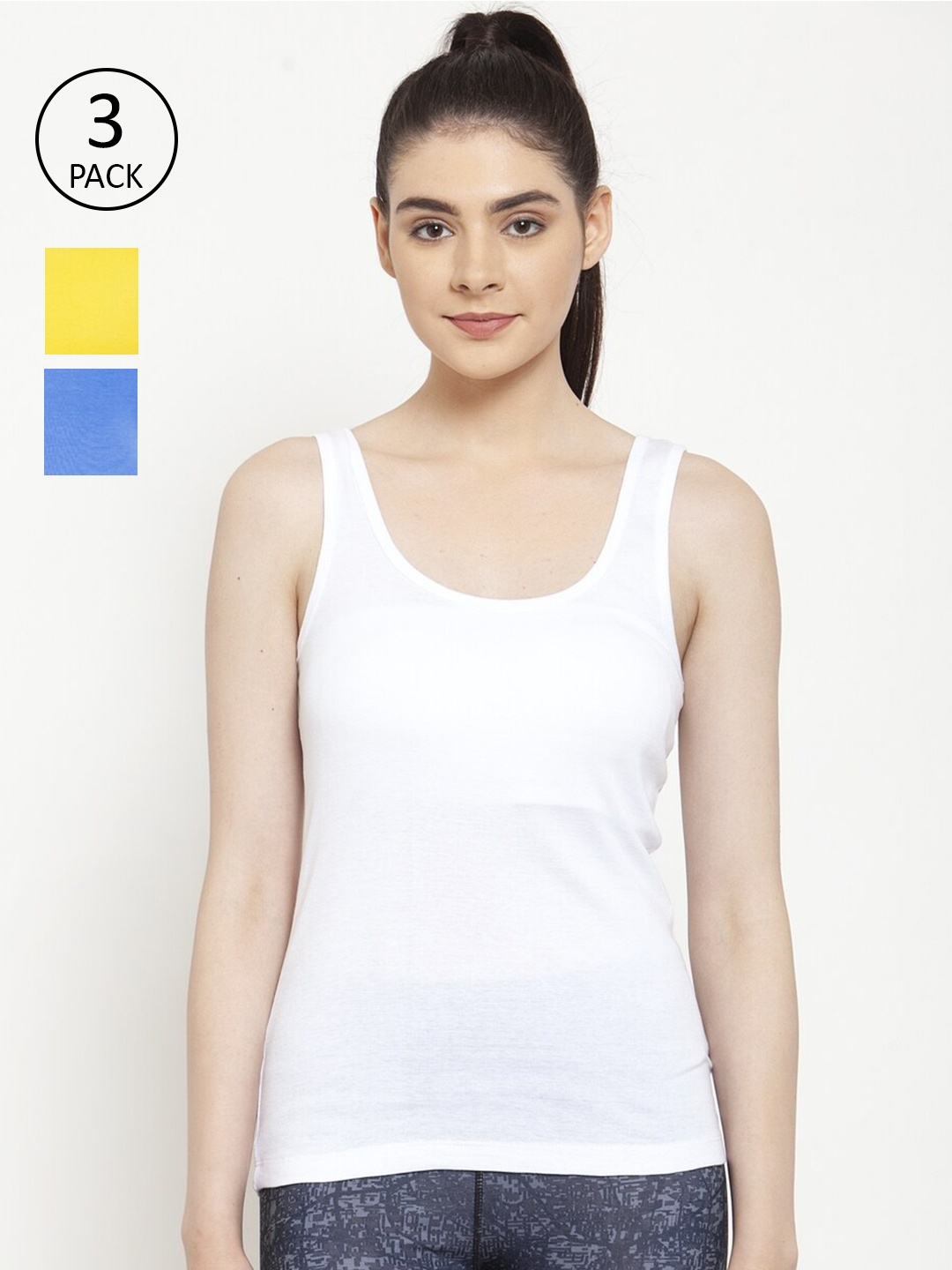 

Friskers Pack of 3 White & Yellow Tank Top