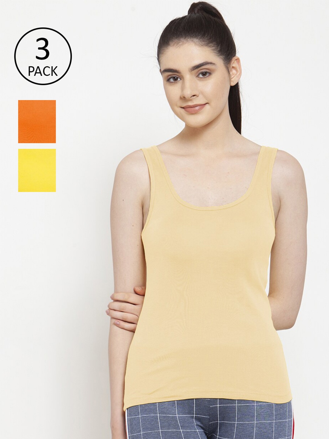 

Friskers Pack of 3 Tank Top, Yellow