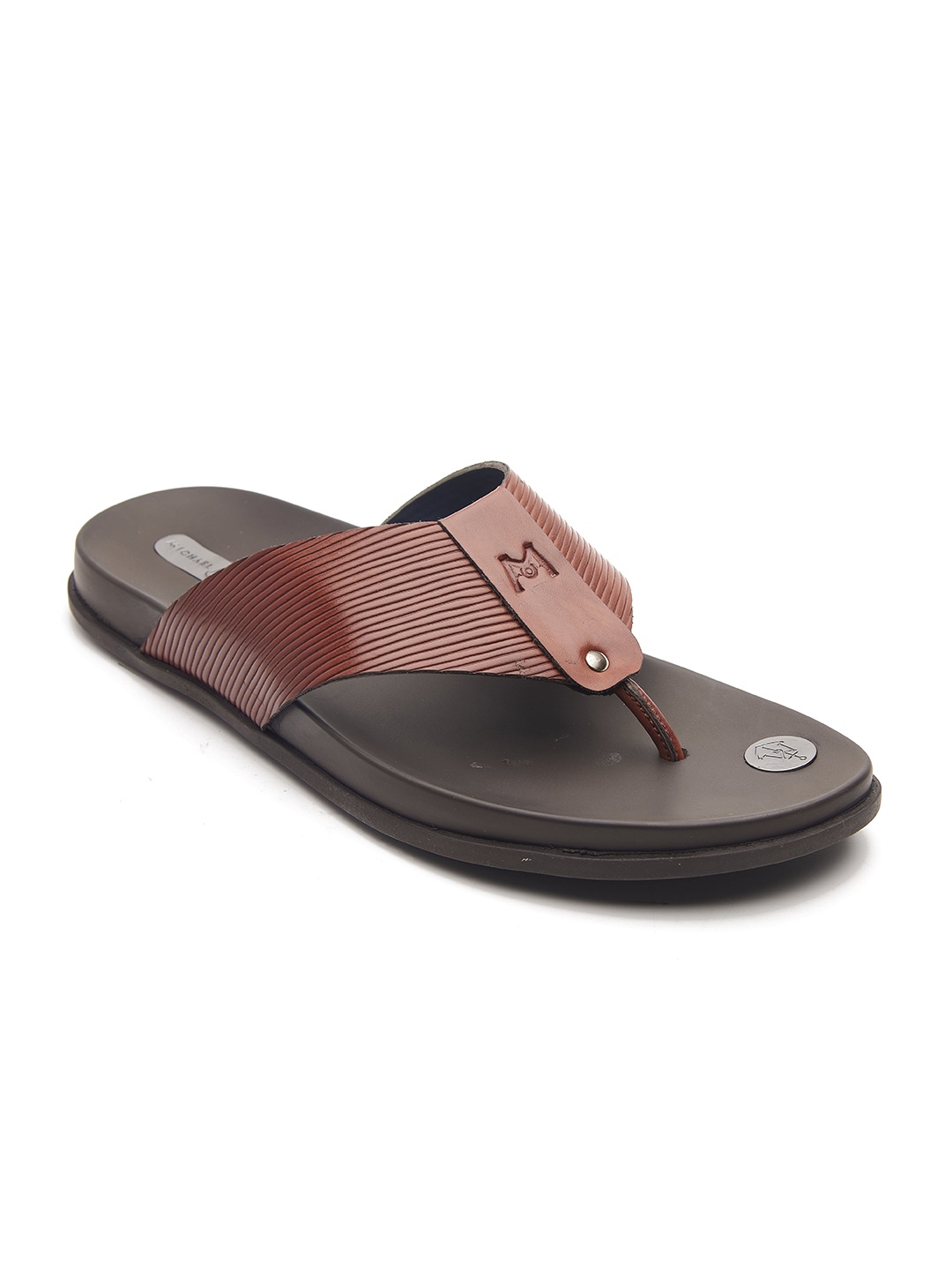 

MICHAEL ANGELO Men Tan & Brown PU Comfort Sandals