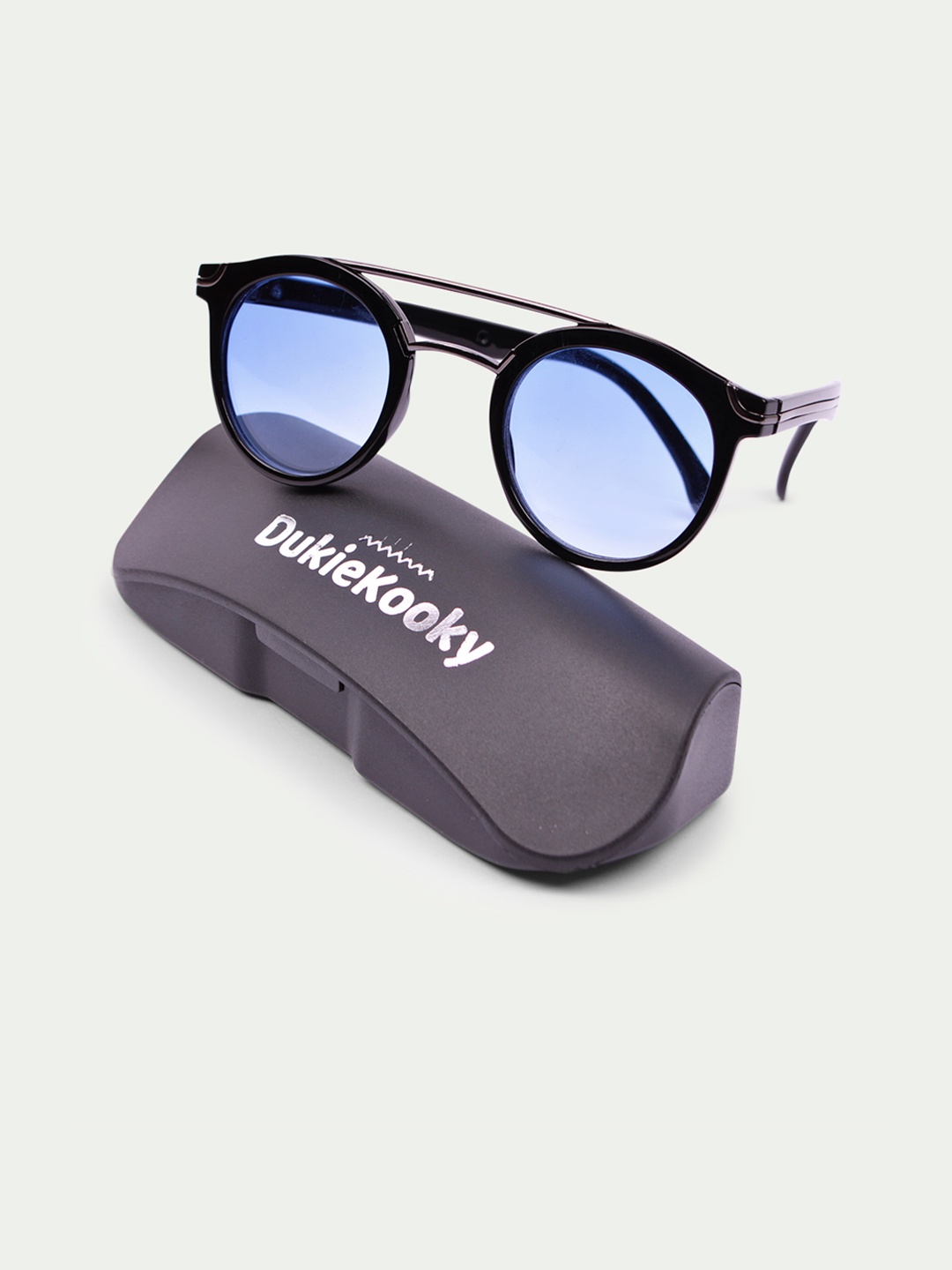 

DukieKooky Unisex Kids Blue Lens & Black Round Sunglasses with UV Protected Lens DKSG335A