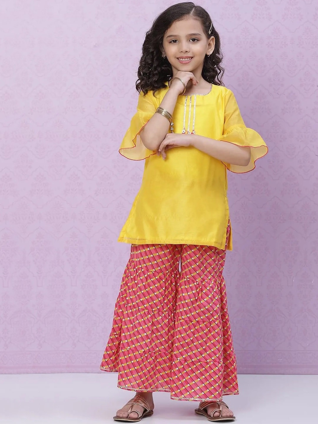 

Biba Girls Yellow & Red Kurti with Sharara