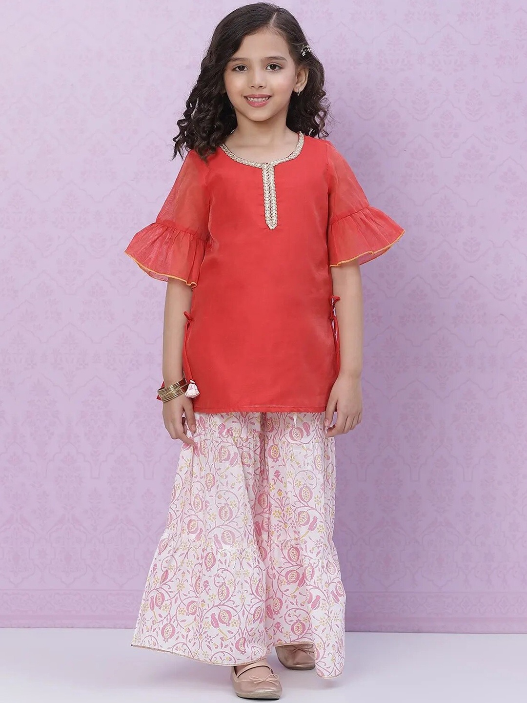 

Biba Girls Red Gotta Patti Kurti with Sharara