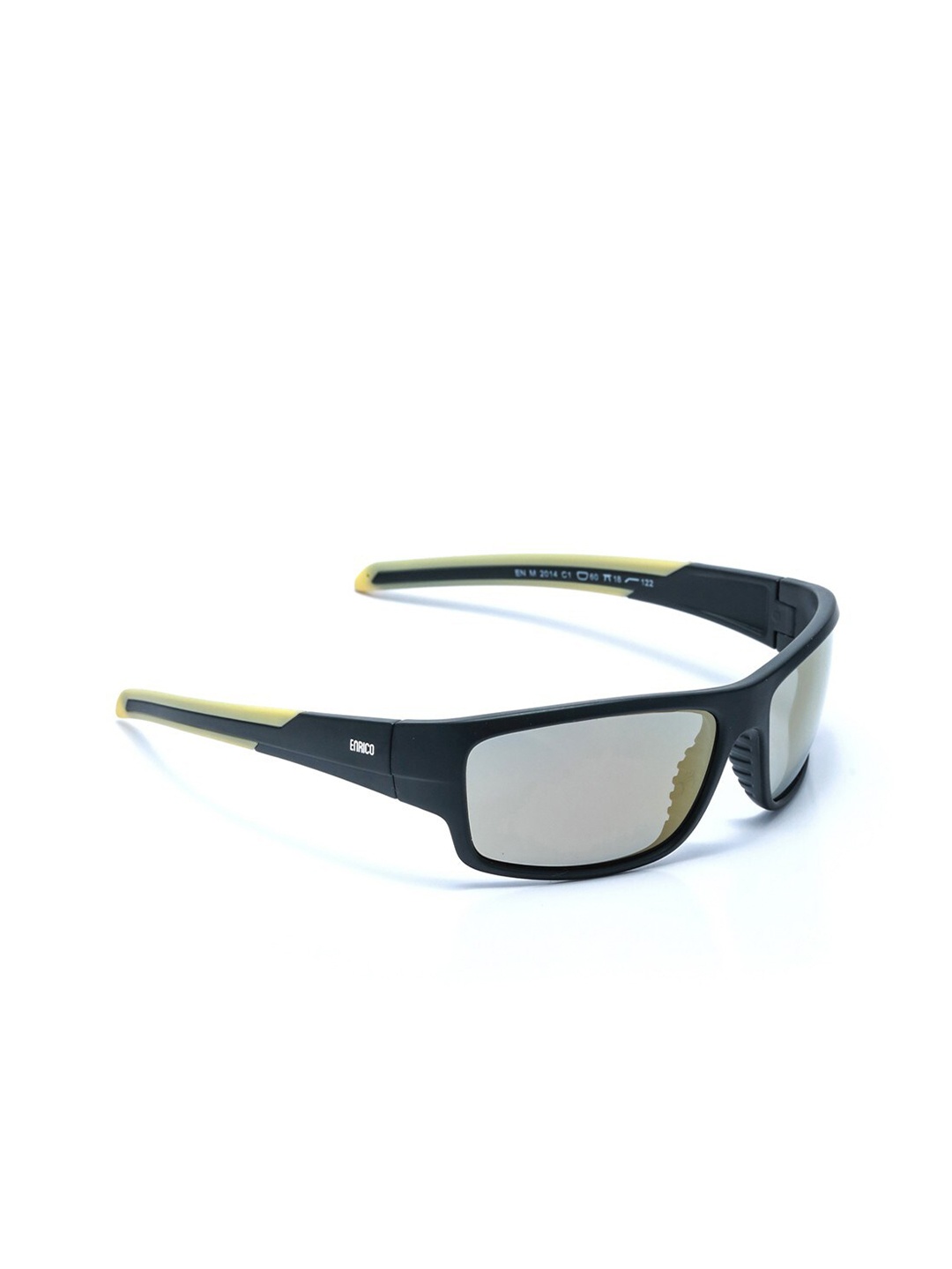 

ENRICO Unisex Gold Lens & Black Rectangle Sunglasses with Polarised and UV Protected Lens