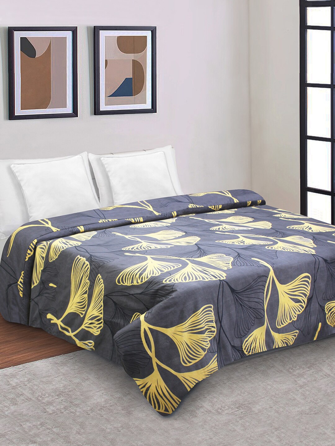 

Good Homes by Home Candy Grey & Yellow Printed Zipper Duvet Cover