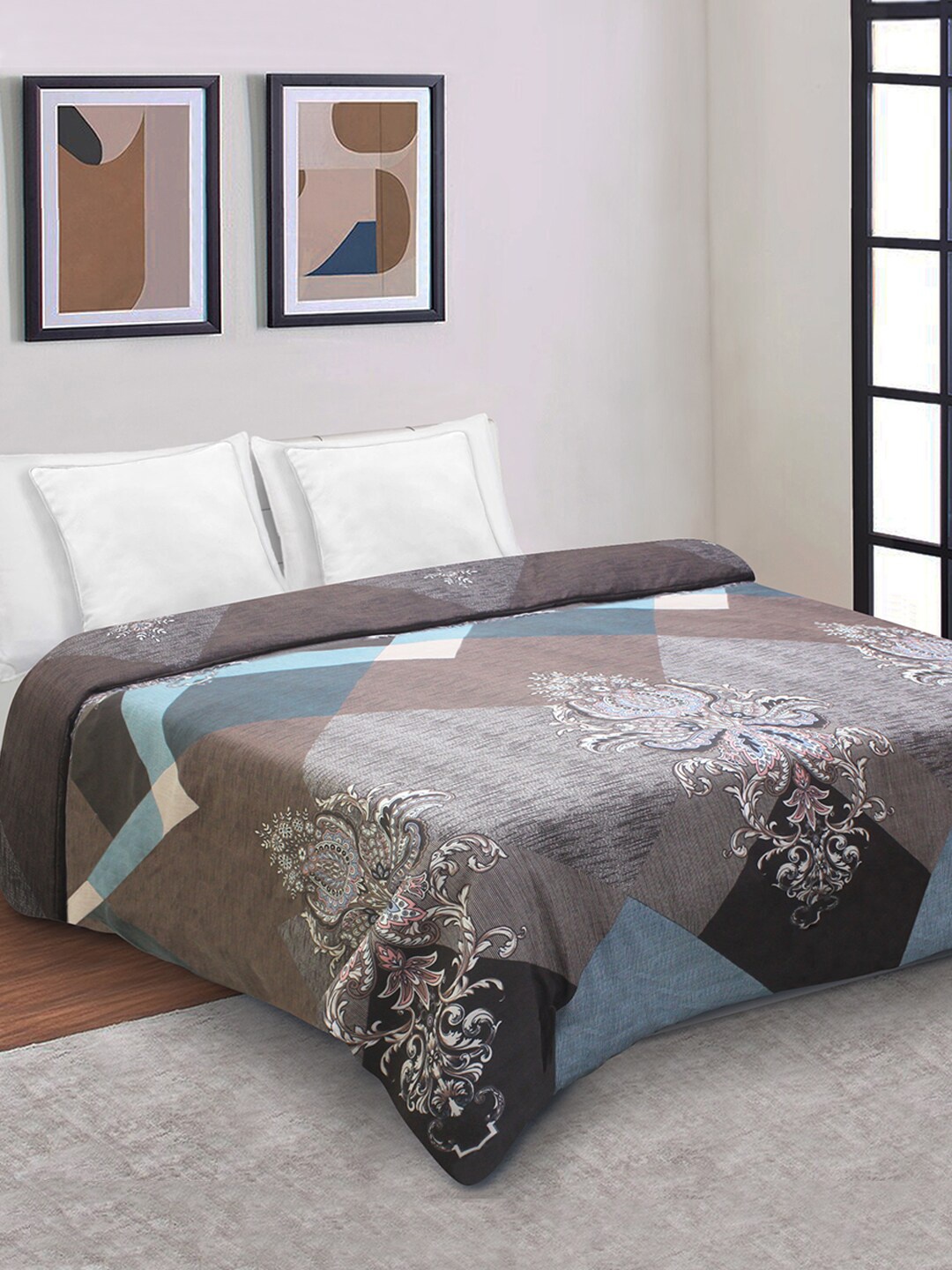 

Good Homes by Home Candy Brown & White Printed Zipper Duvet Cover