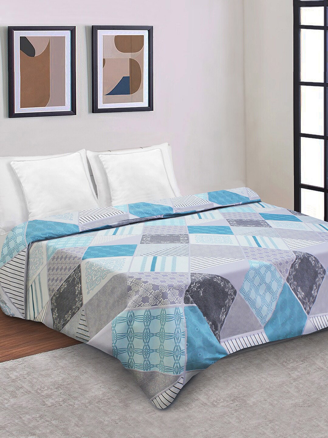 

Good Homes by Home Candy Grey & Blue Printed Zipper Duvet Cover