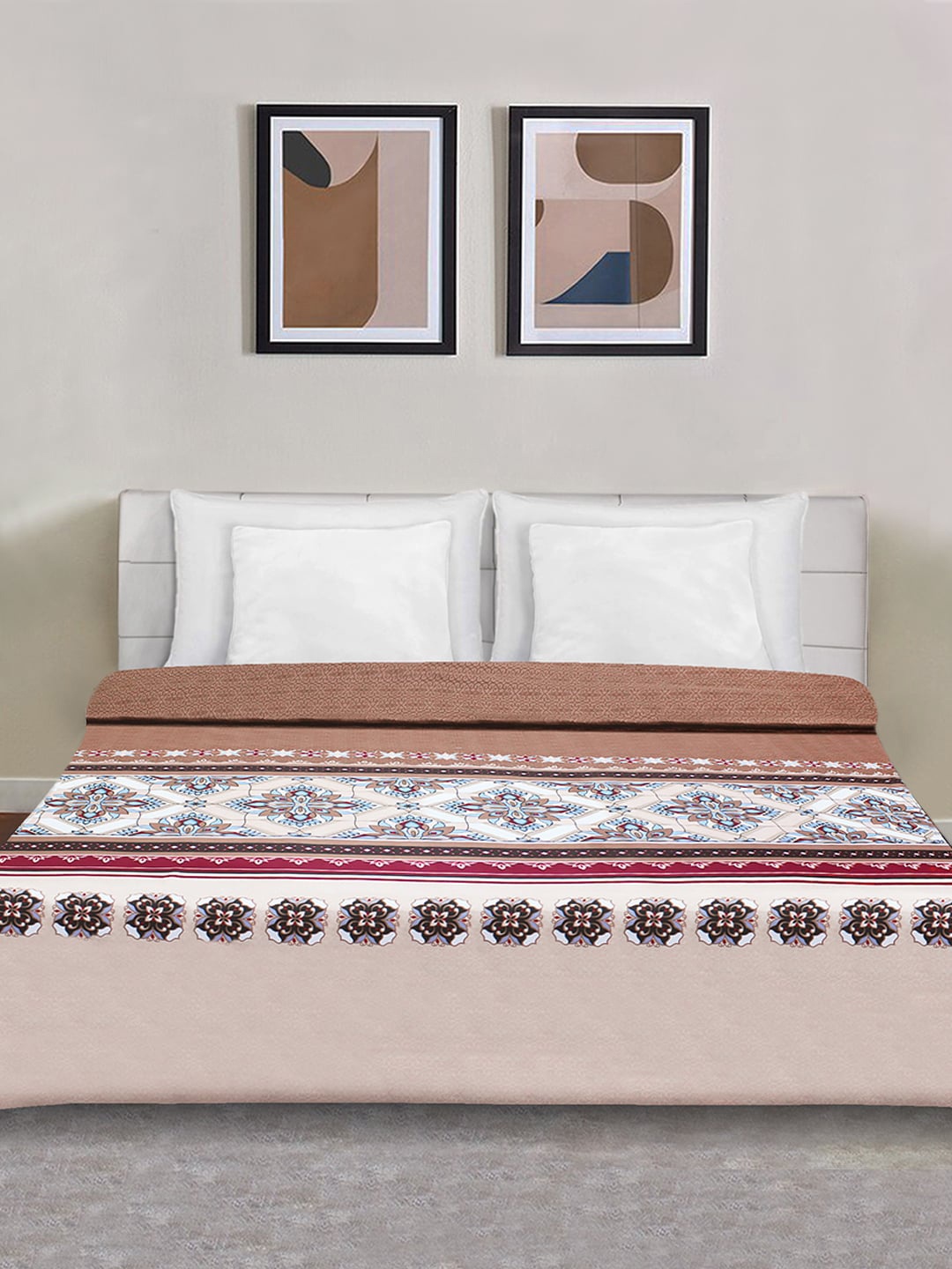 

Good Homes by Home Candy Brown & White Printed Zipper Duvet Cover