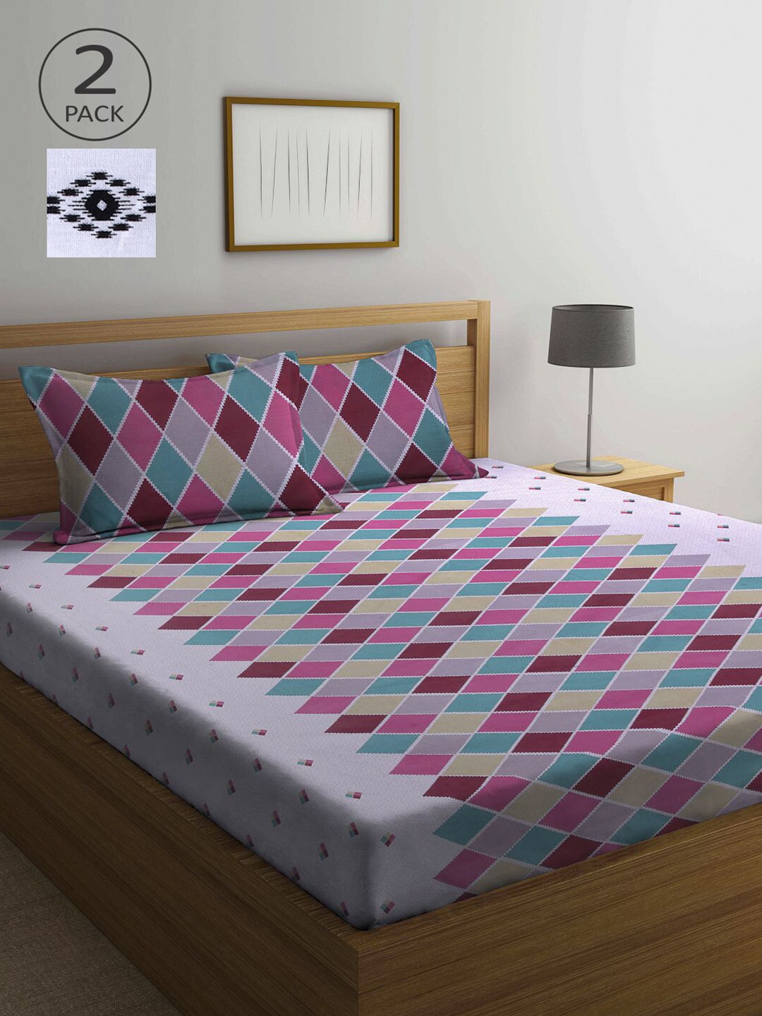 

KLOTTHE Multicoloured Floral 210 TC 2 Queen Bedsheet with 4 Pillow Covers, Multi
