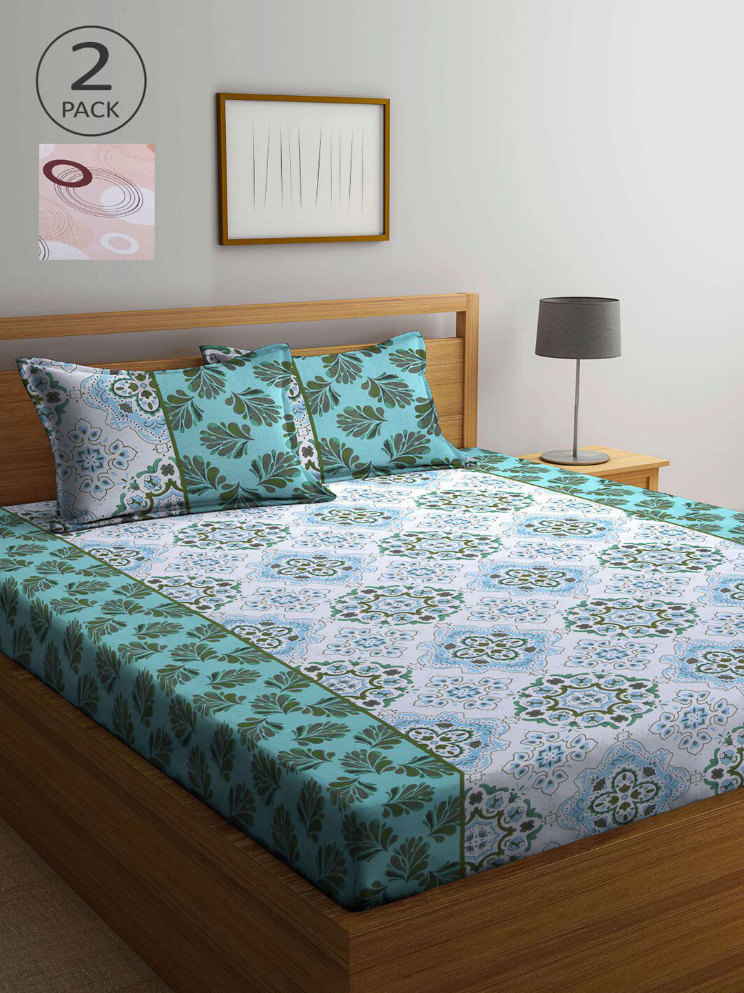 

KLOTTHE Multi Color Floral 210 TC 2 Double Bedsheets with 4 Pillow Covers