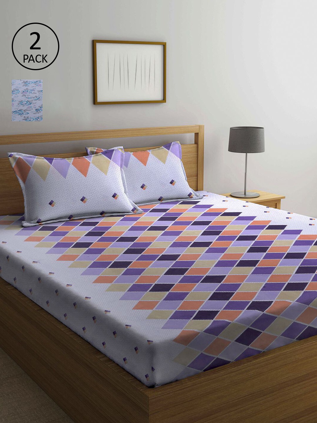 

KLOTTHE Multicoloured Floral 210 TC 2 Queen Bedsheet with 4 Pillow Covers, Multi