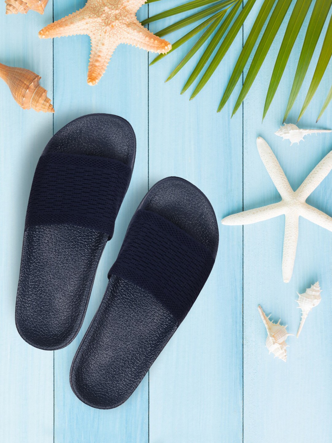 

Longwalk Women Navy Blue Textured Sliders