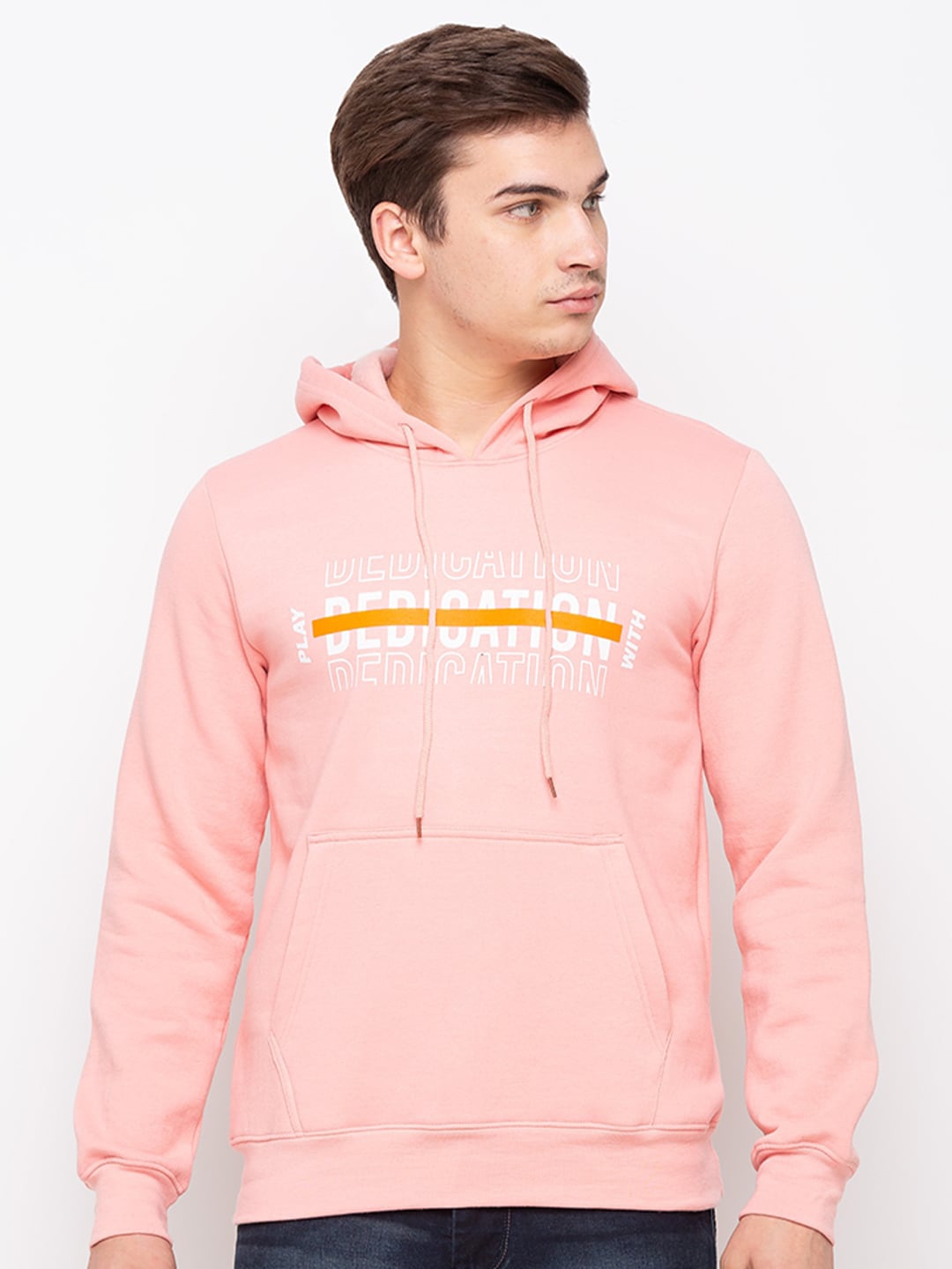 

Globus Men Pink Printed Hooded Sweatshirt