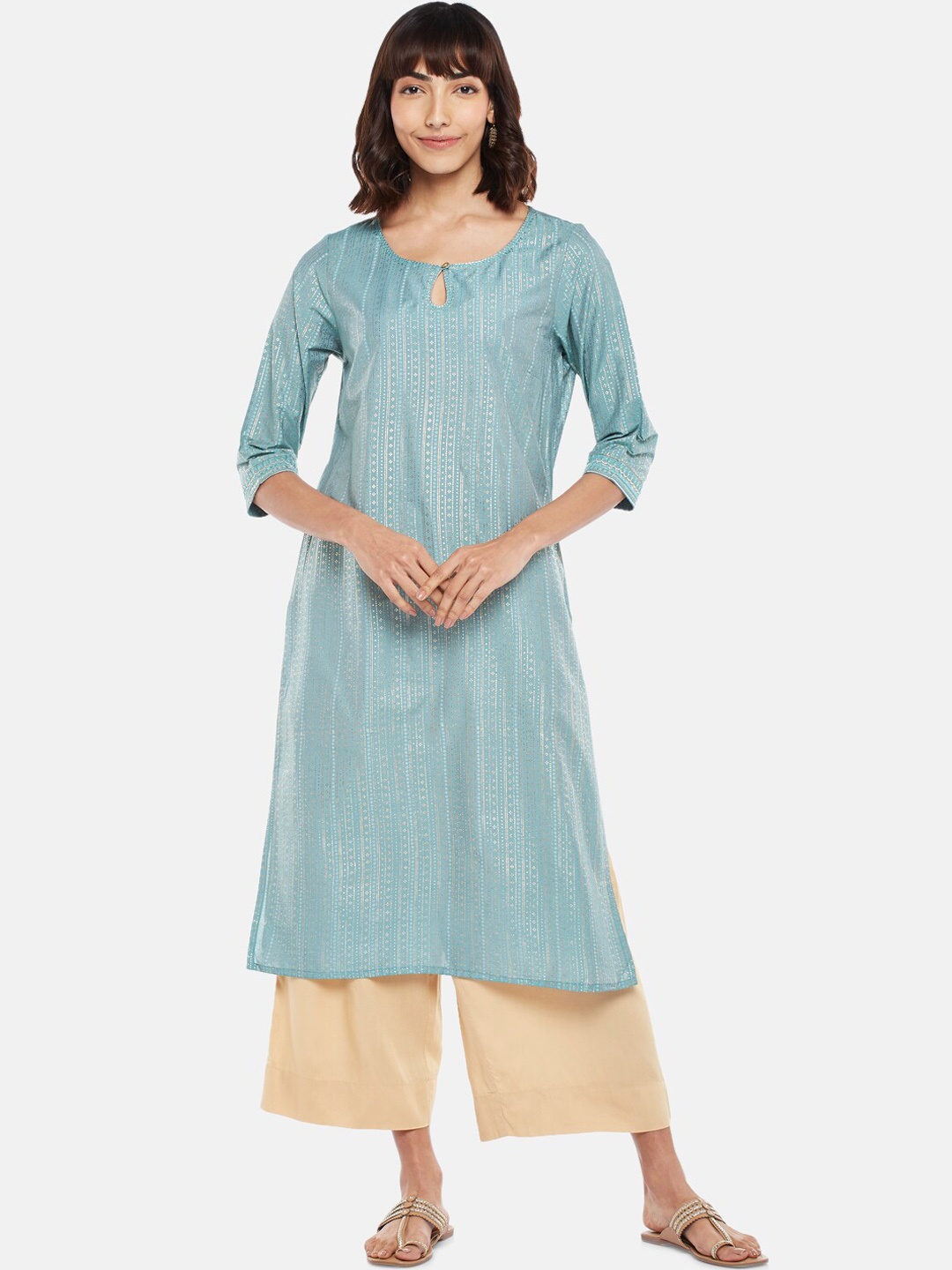 

RANGMANCH BY PANTALOONS Women Blue Embroidered Kurta