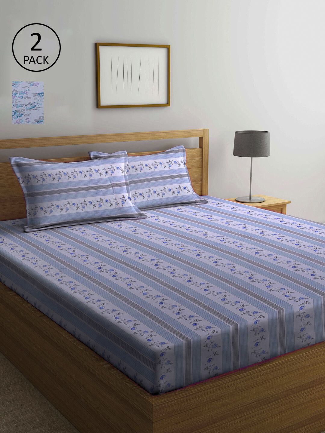 

KLOTTHE Multicoloured Floral 210 TC 2 Queen Bedsheet with 4 Pillow Covers, Multi
