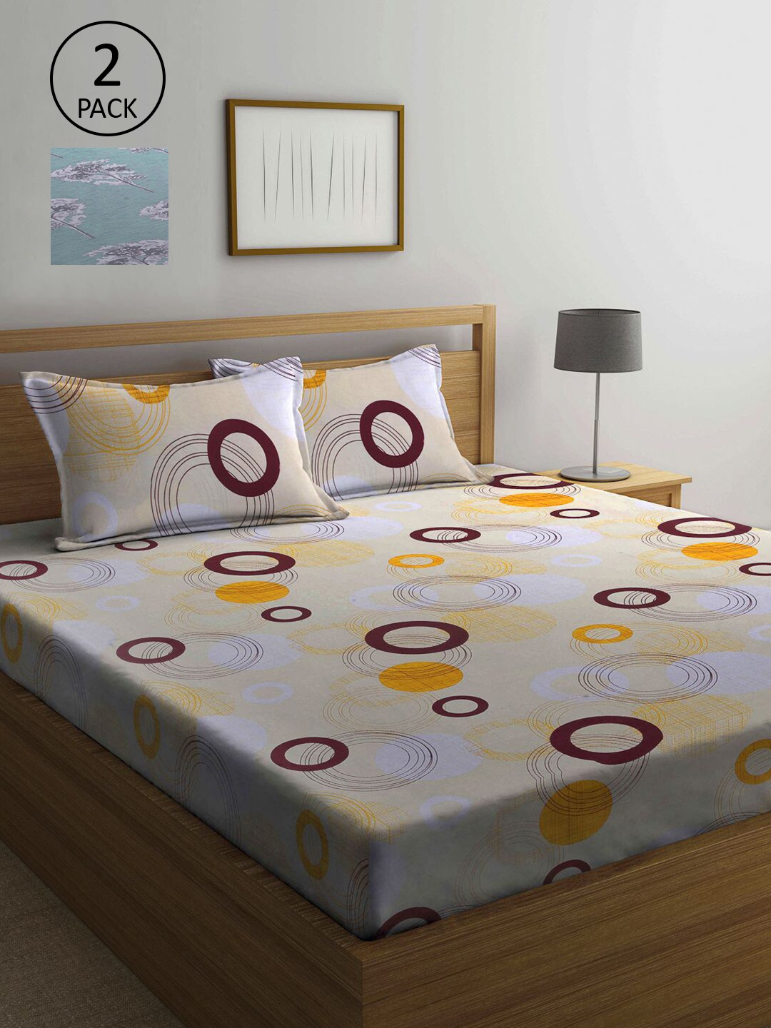 

KLOTTHE Multicoloured Geometric 210 TC 2 Queen Bedsheet with 4 Pillow Covers, Multi