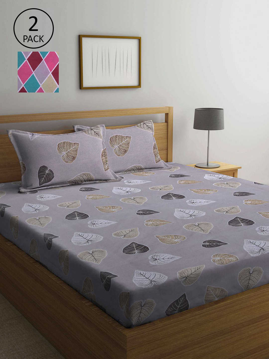 

KLOTTHE Multi Color Floral Printed 210 TC 2 Double Bedsheets with 4 Pillow Covers