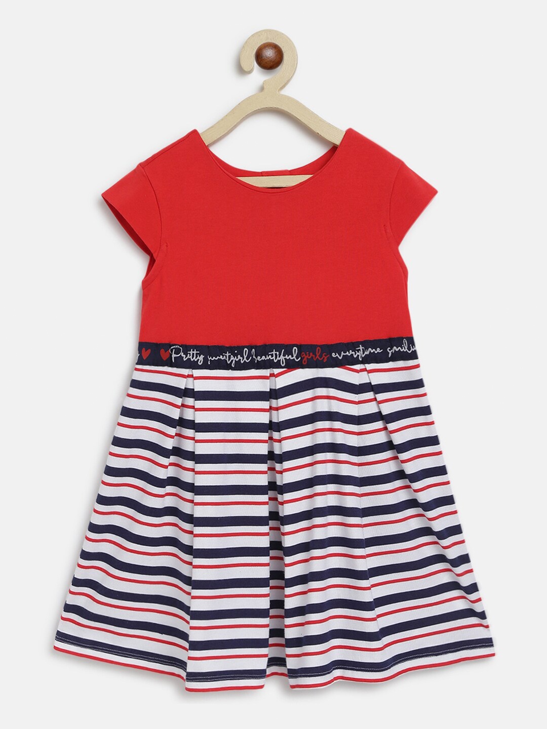 

Chicco Girls Red & Navy Blue Colorblocked Dress