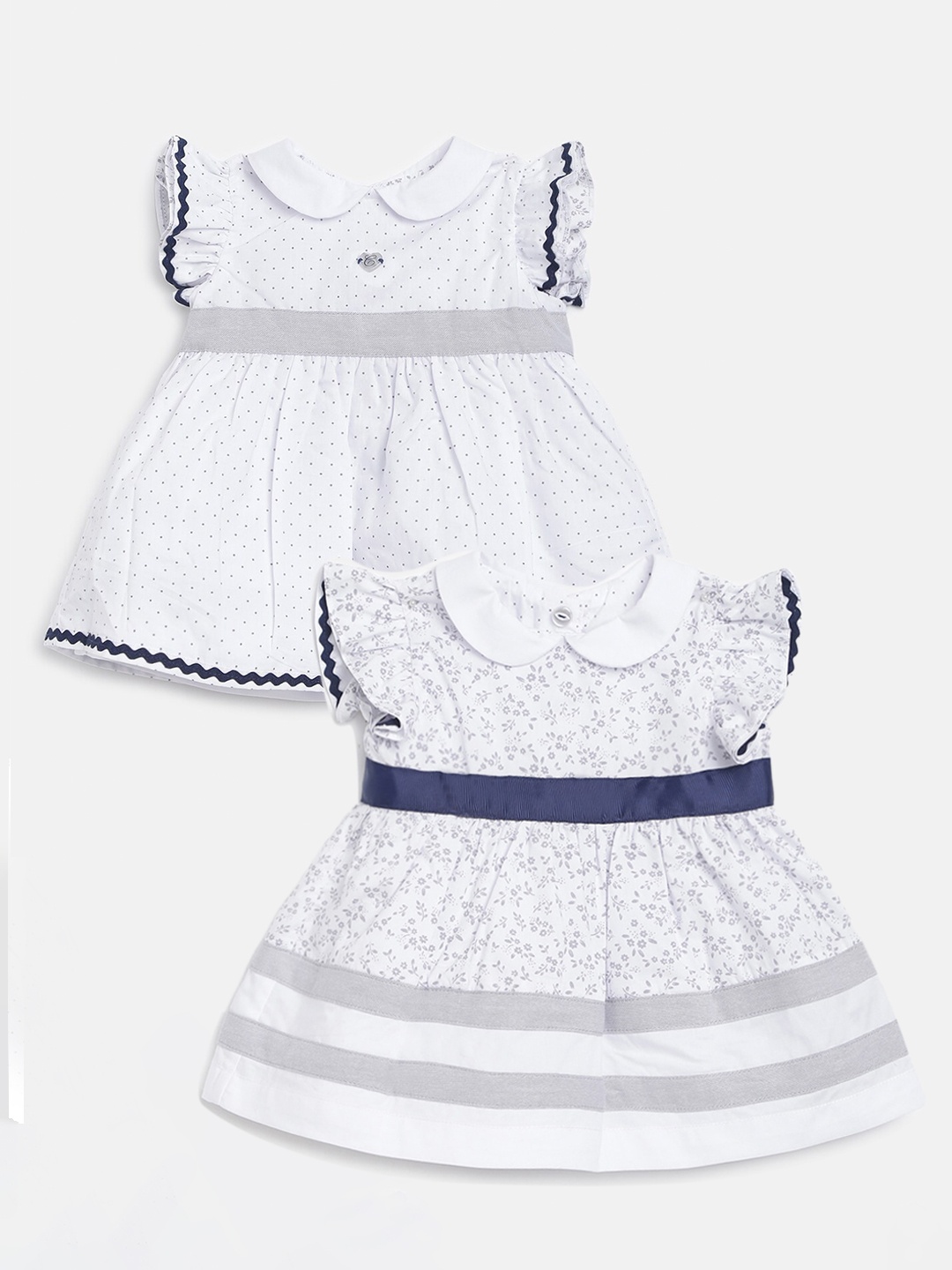 

Chicco Girls White Floral Peter Pan Collar Reversible Dress