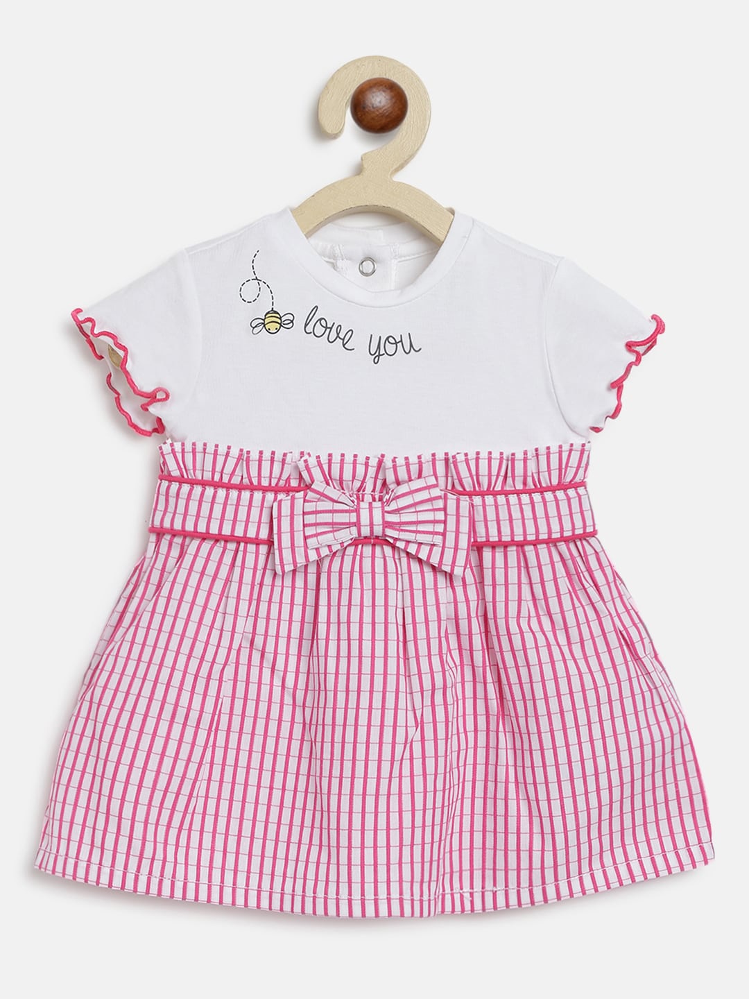 

Chicco Girls White & Pink Colourblocked A-Line Dress