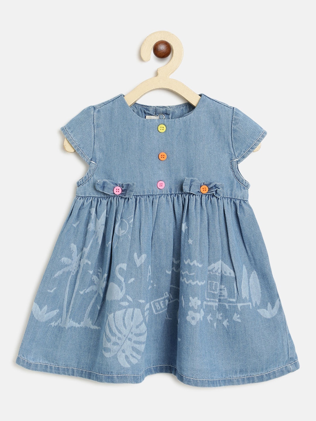 

Chicco Blue Printed Pure Cotton Dress