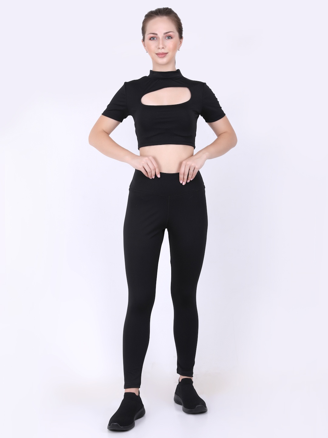 

EVERDION Women Black Tights Co-Ords