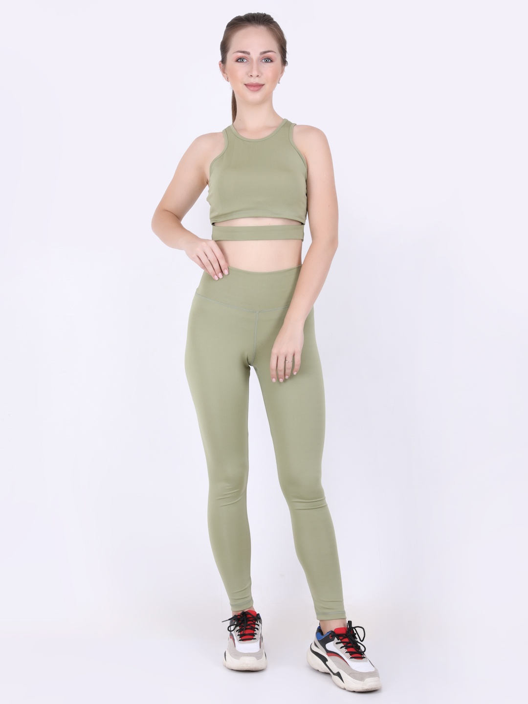 

EVERDION Woman Green Tank Top With Tights Set