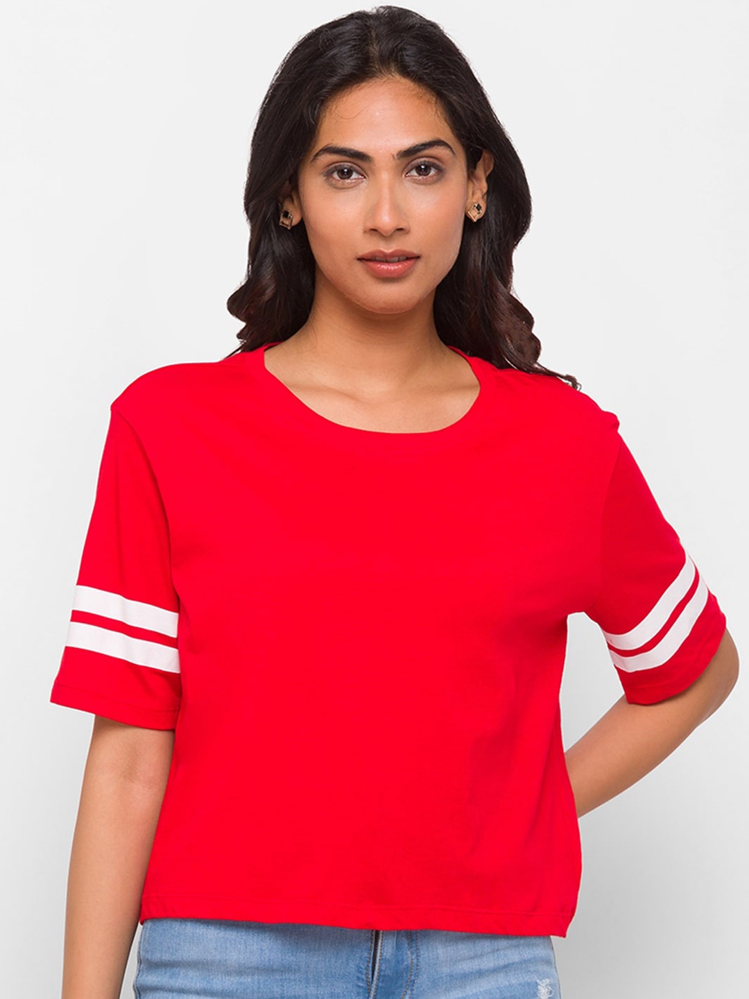 

Globus Women Red Crop T-shirt