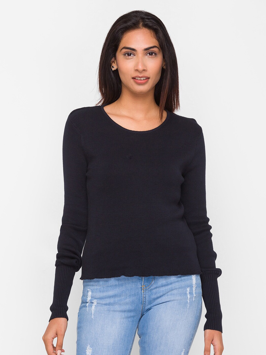 

Globus Women Black Solid T-shirt