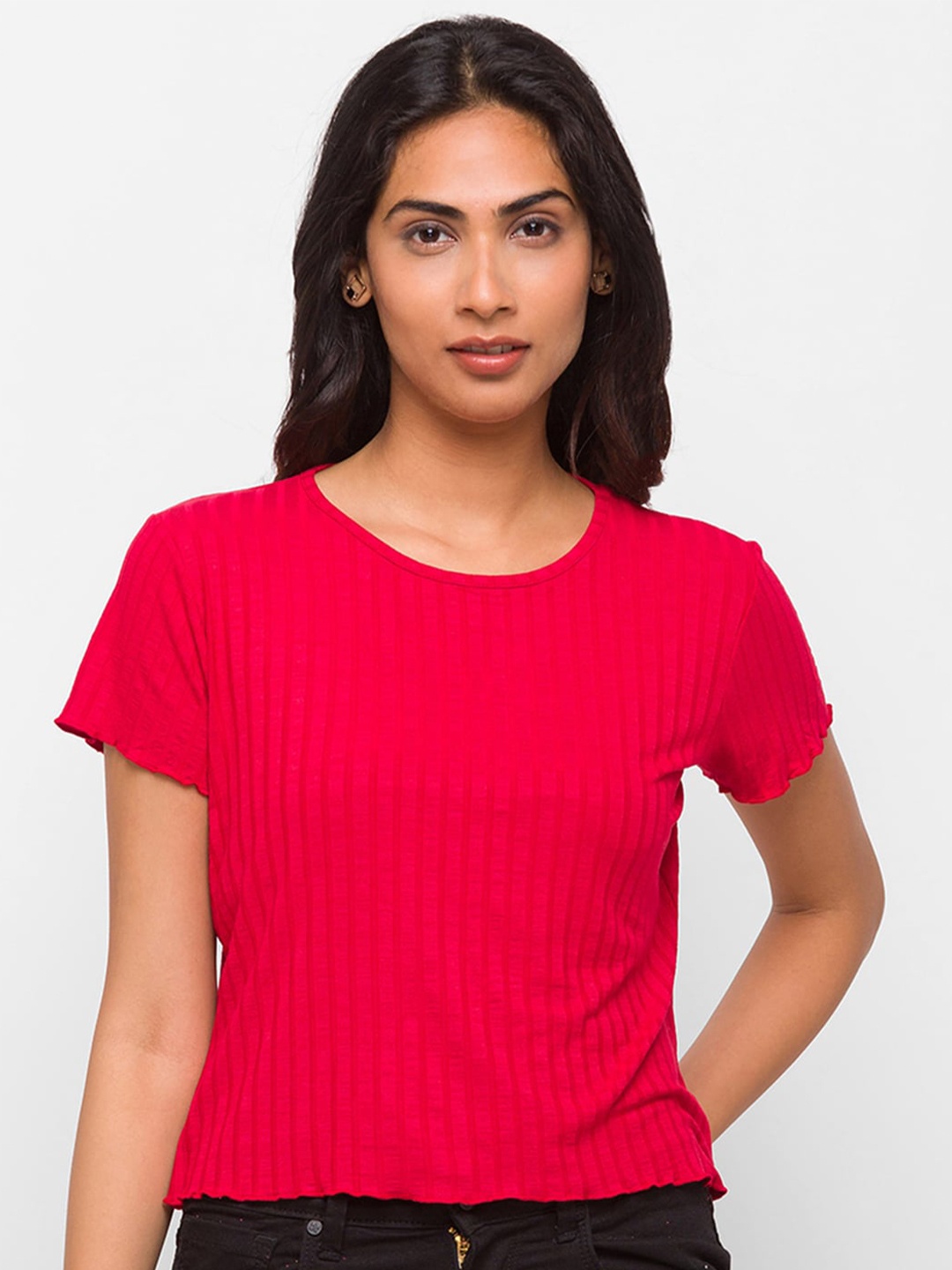 

Globus Women Red Striped T-shirt