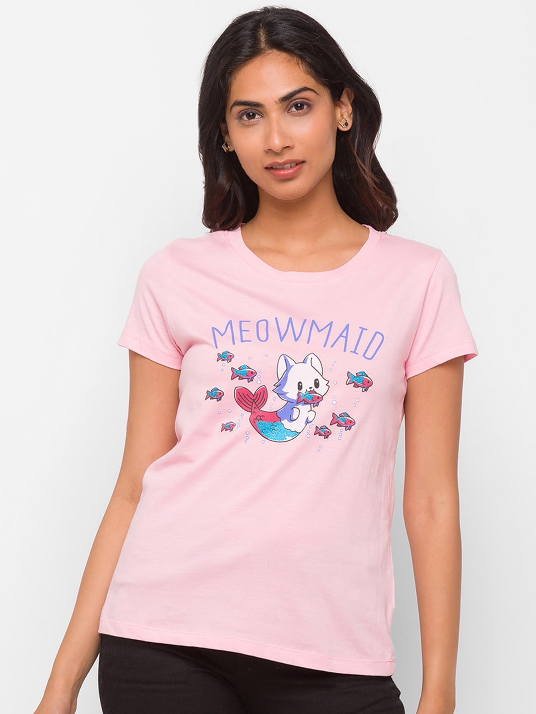

Globus Women Pink Printed Cotton T-shirt