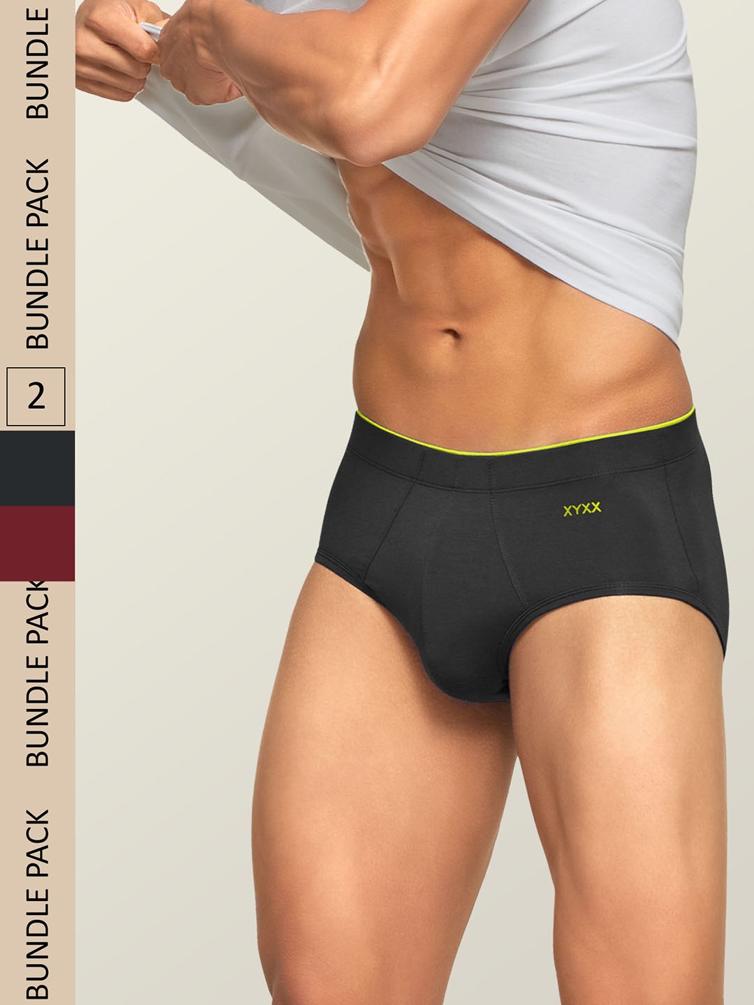 

XYXX Men Solid Pack Of 2 Uno IntelliSoft Micro Modal Briefs XYBRF2PCKN428, Grey