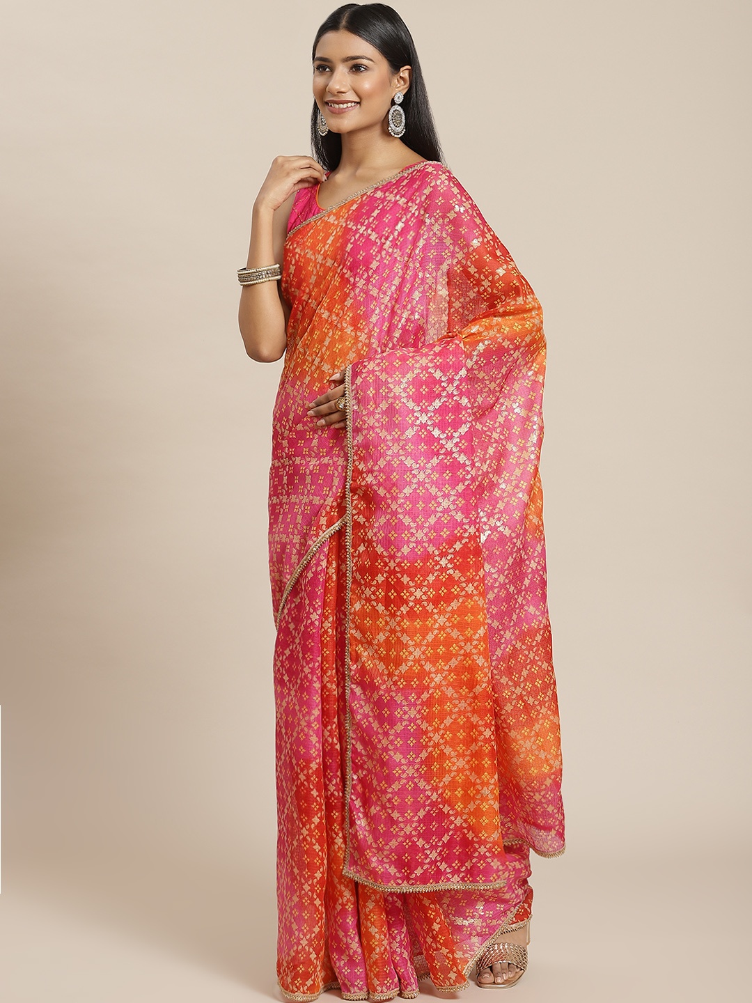 

Indi INSIDE Multicoloured Ethnic Motifs Gotta Patti Kota Saree, Multi