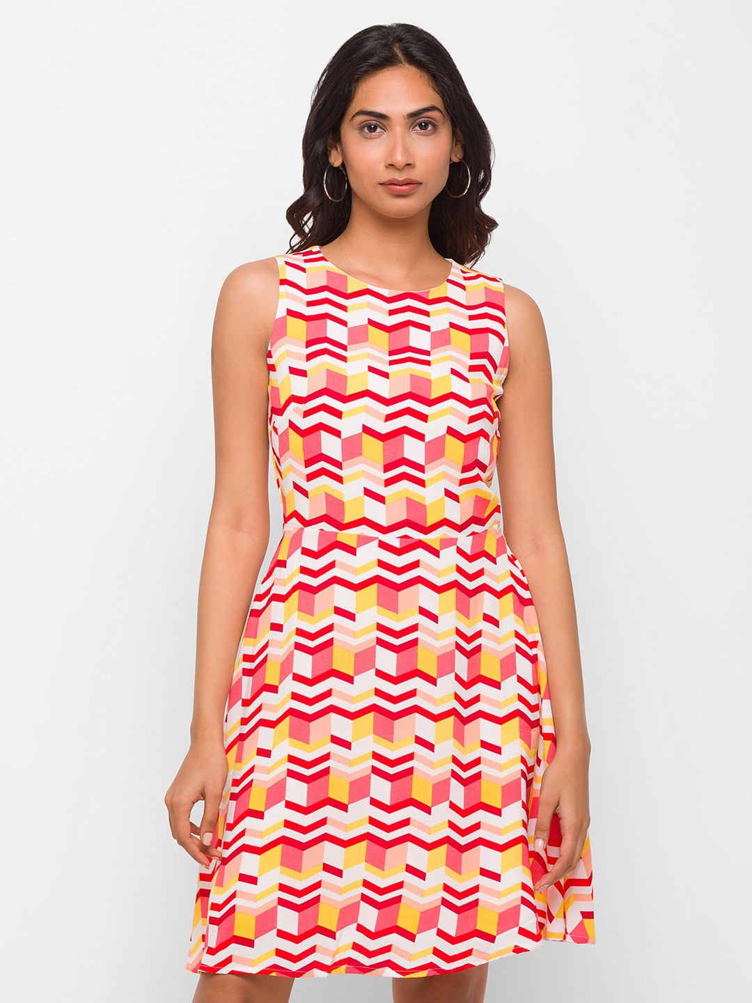 

Globus Multicoloured Printed Fit & Flared Dress, Multi
