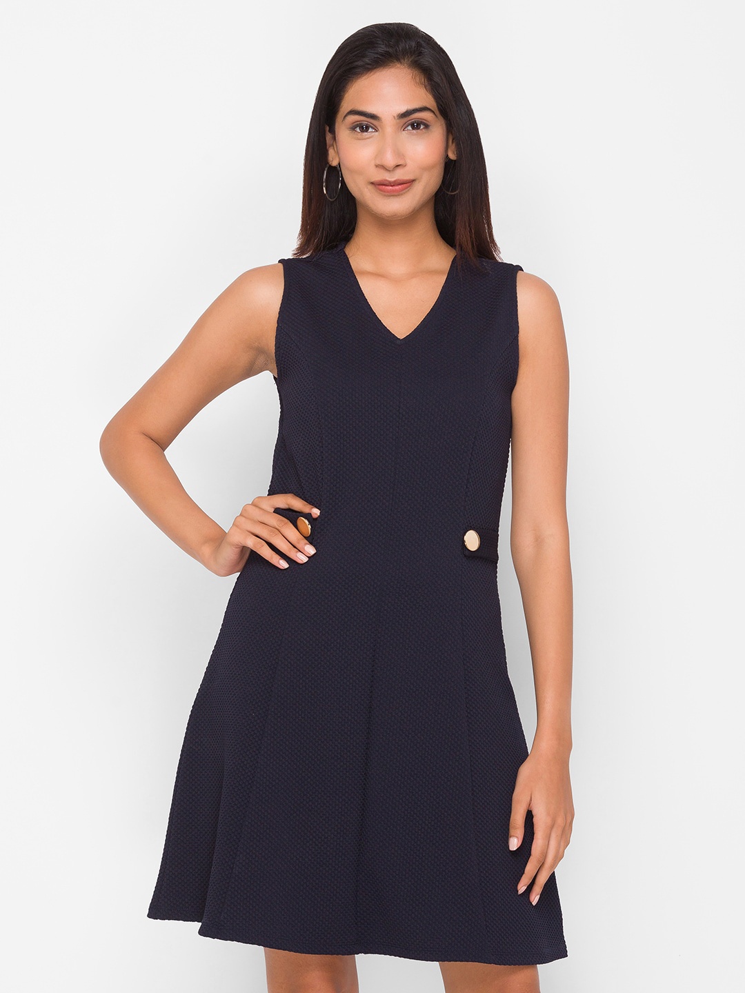 

Globus Black Self Design Dress
