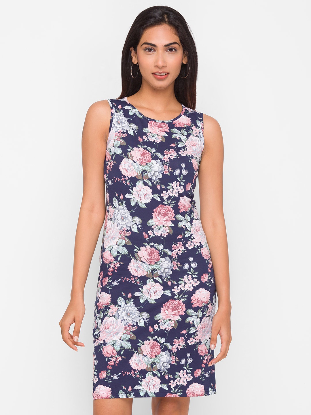 

Globus Navy Blue & Pink Floral Sheath Dress